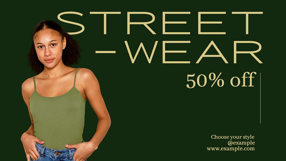 Streetwear sale  blog banner template, editable text