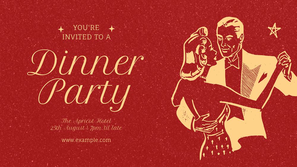 Dinner party invitation blog banner template, editable text