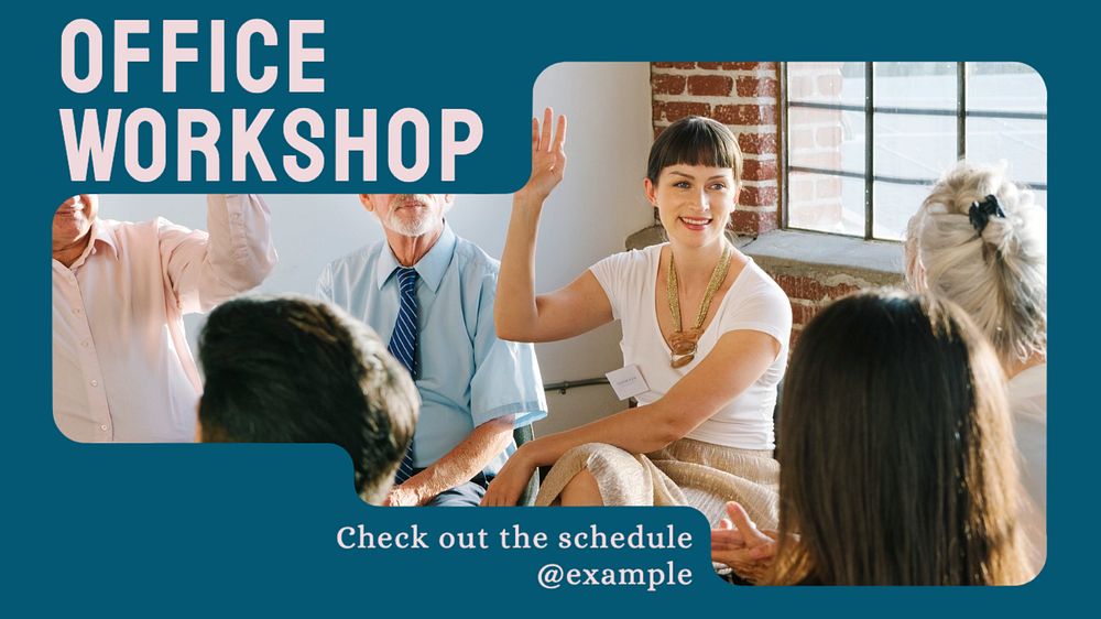 Corporate workshop blog banner template, editable text