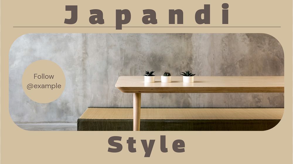 Japandi style blog banner template, editable text