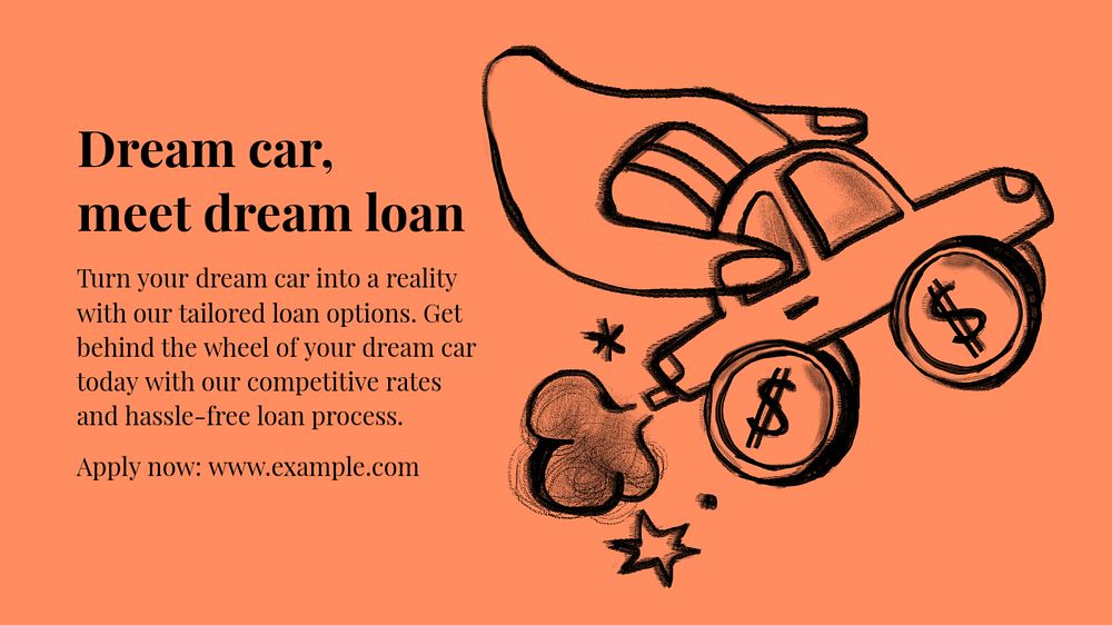 Car loan mortgage blog banner template, editable text