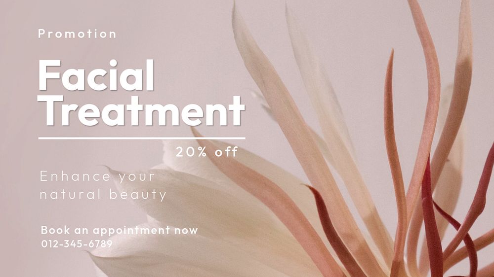 Facial treatment blog banner template, editable text