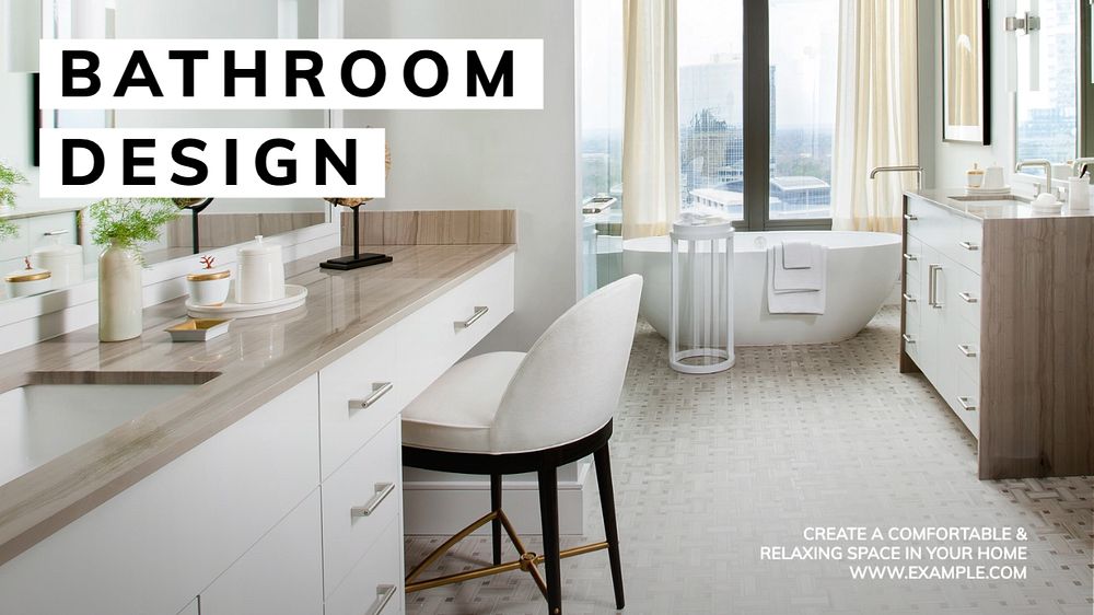 Bathroom design blog banner template, editable text