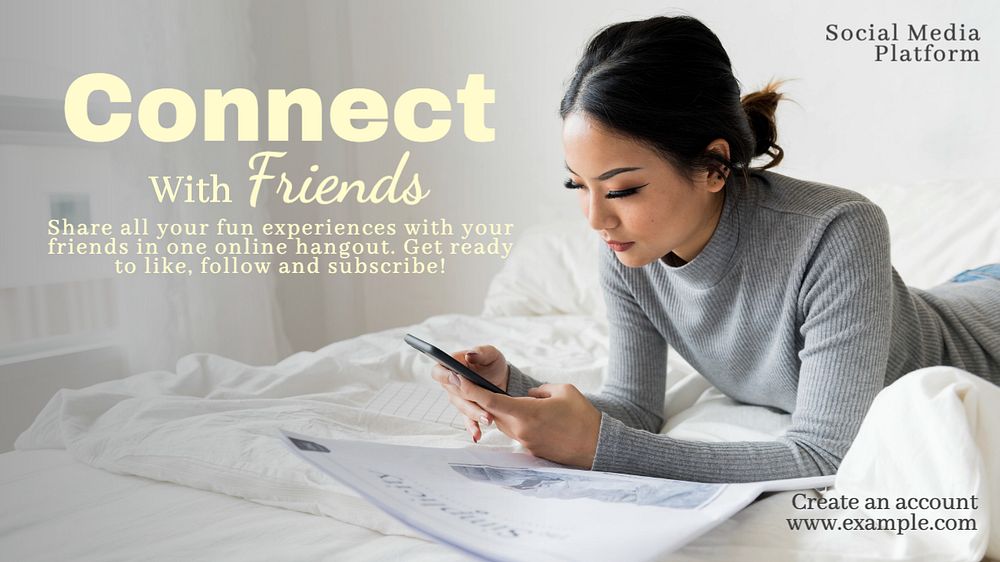 Connect with friends blog banner template, editable text