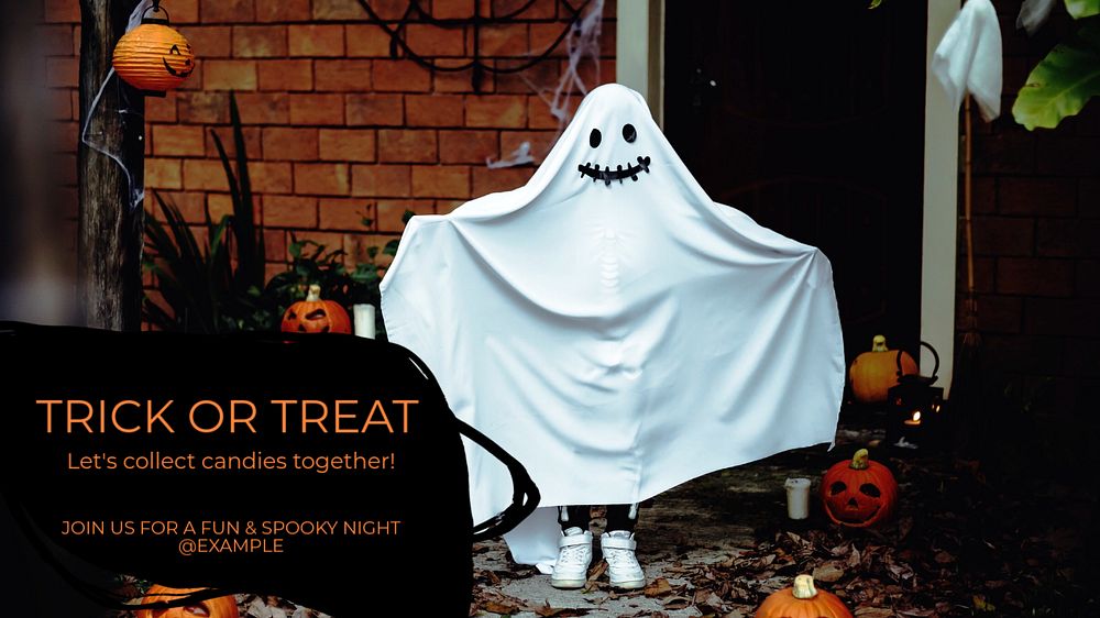 Trick or treat blog banner template, editable text