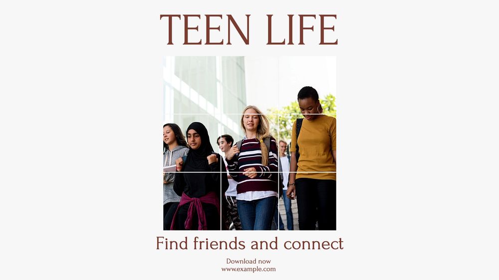 Teen life blog banner template, editable text