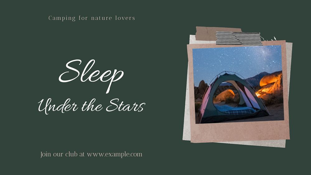 Camping blog banner template, editable text