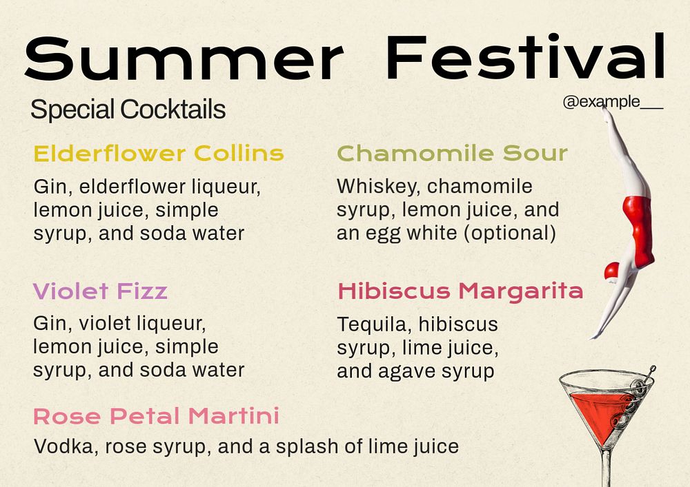 Special cocktails template, editable design