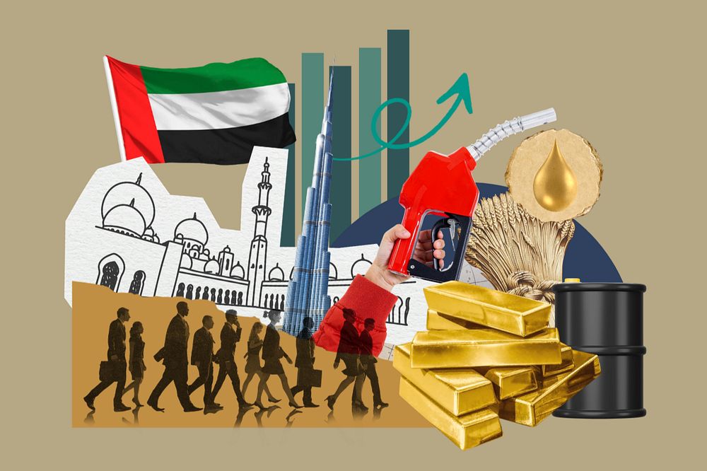 UAE economy, money finance collage, editable design