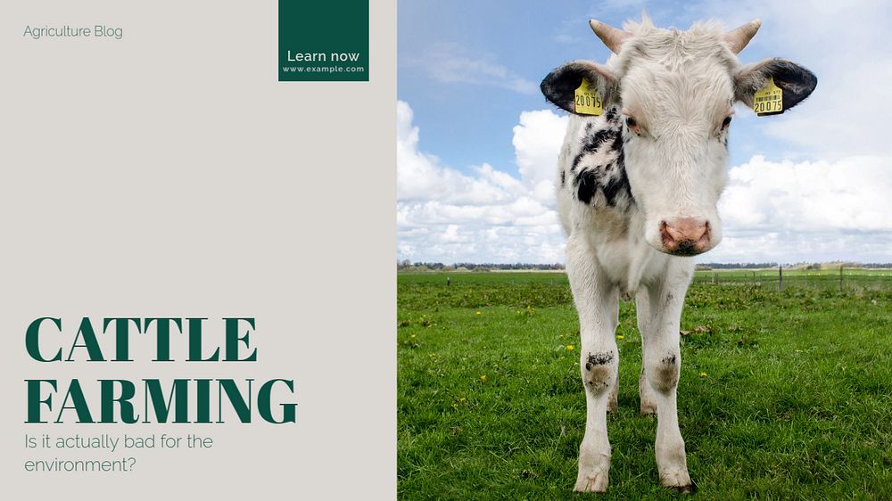 Cattle farming blog banner template, editable text