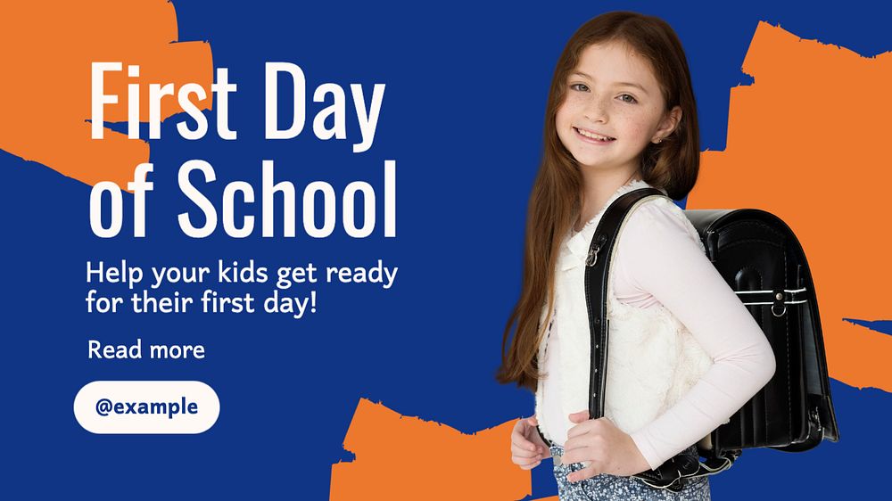 First school day blog banner template, editable text