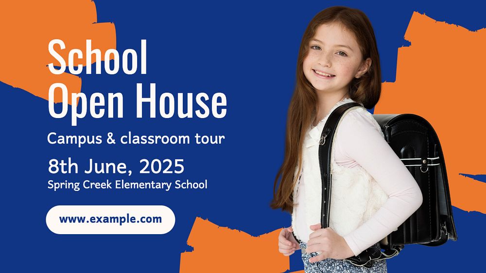 School open house blog banner template, editable text