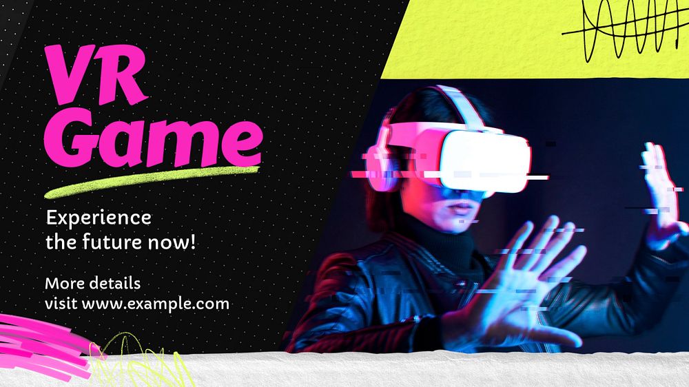 VR game blog banner template, editable text