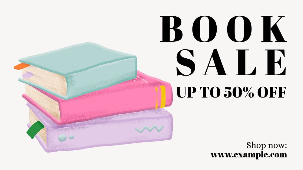 Book sale blog banner template, editable text