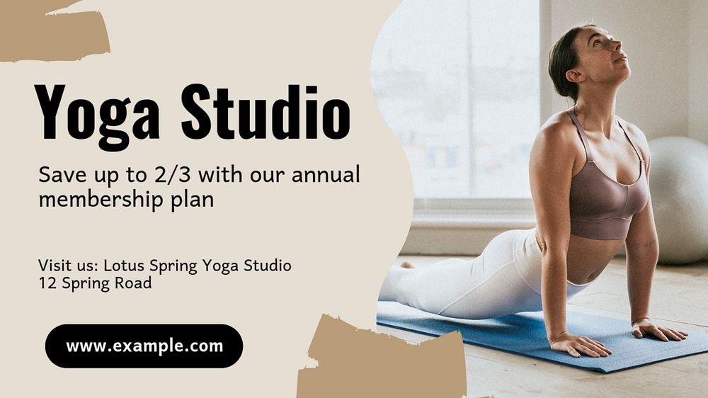 Yoga studio blog banner template, editable text