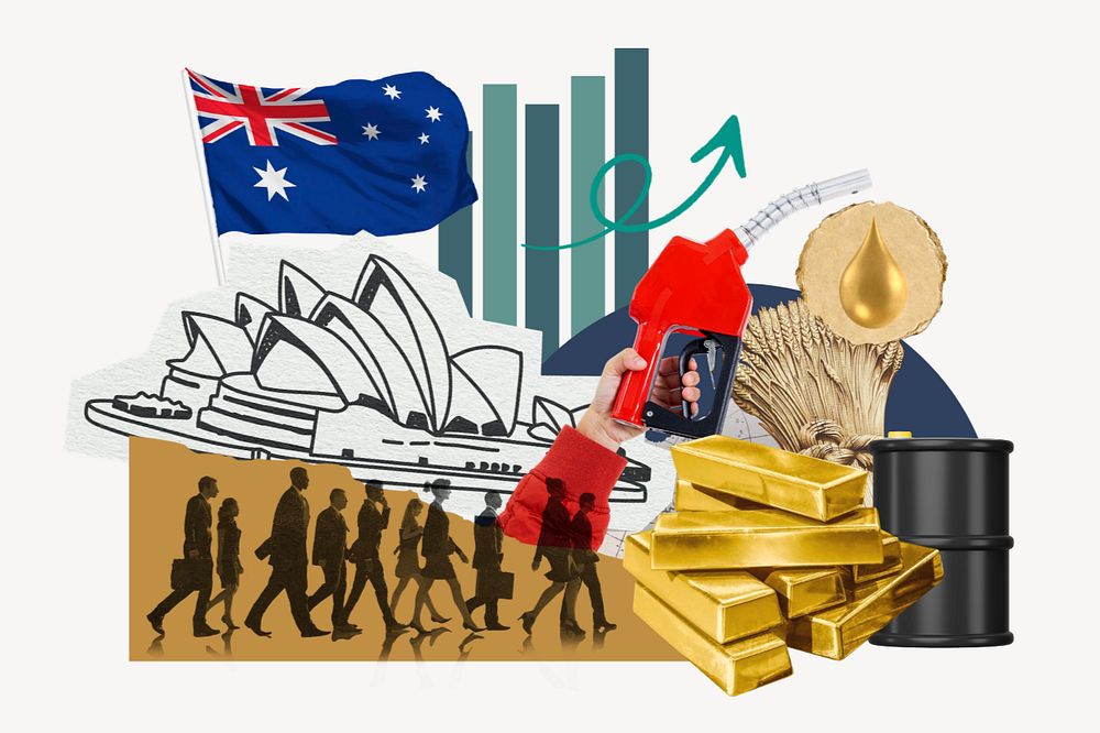 Australian economy, money finance collage, editable design