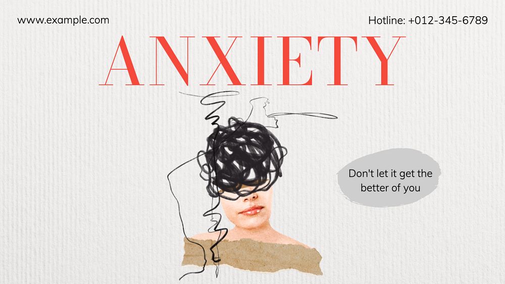 Anxiety hotline  blog banner template, editable text