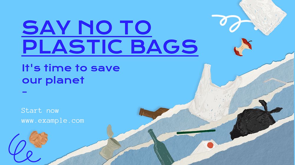 Plastic bags blog banner template, editable text