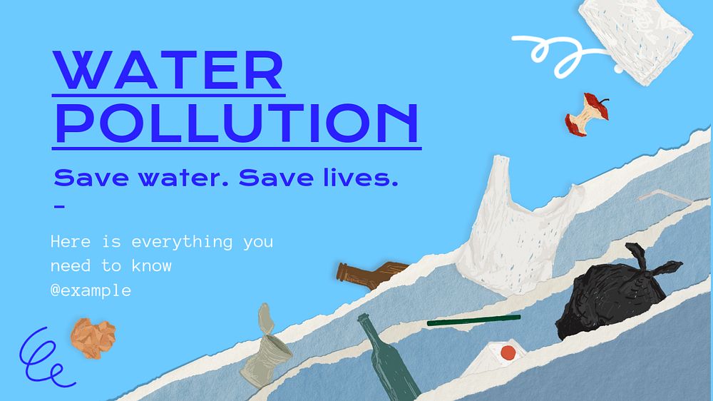 Water pollution blog banner template, editable text