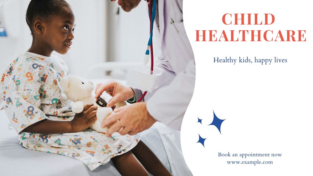 Child healthcare blog banner template, editable text