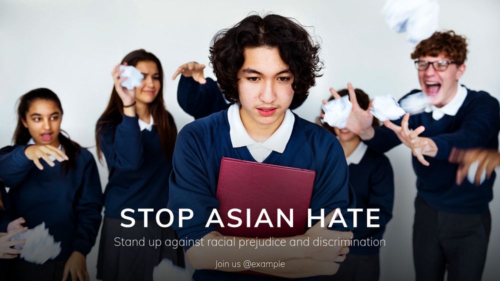 Stop Asian hate blog banner template, editable text