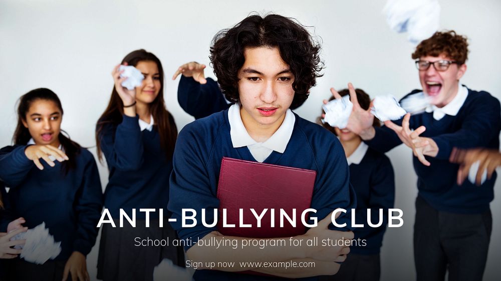 Anti-bullying club blog banner template, editable text