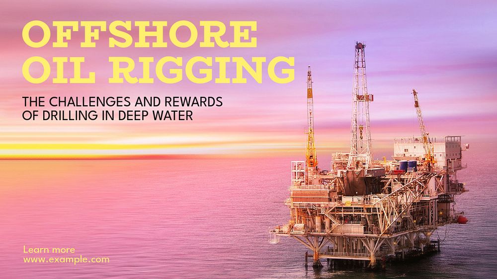 Offshore oil rigging blog banner template, editable text