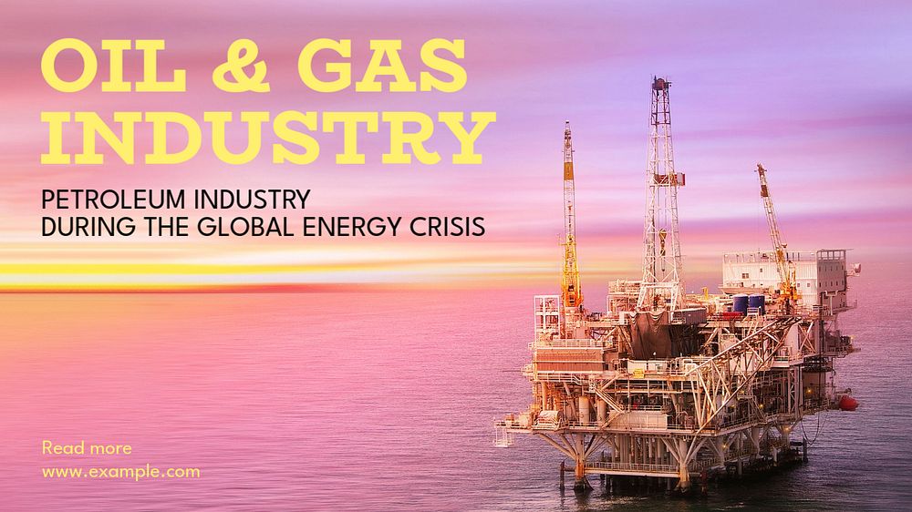 Oil & gas industry blog banner template, editable text