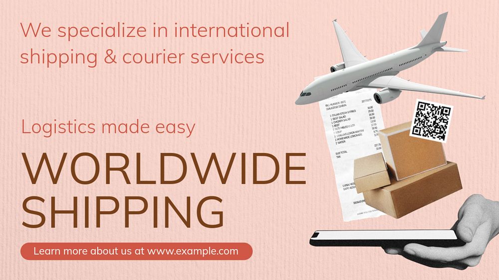 Worldwide shipping blog banner template, editable text