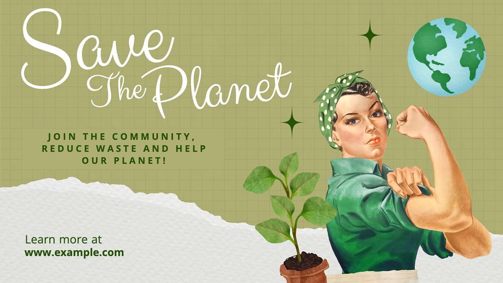 Save the planet  blog banner template, editable text