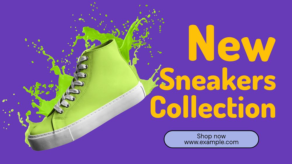 New sneakers collection blog banner template, editable text