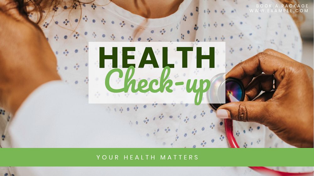 Health check-up blog banner template, editable text