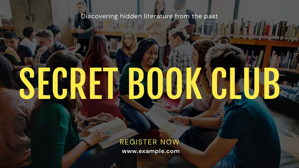 Secret book club blog banner template, editable text