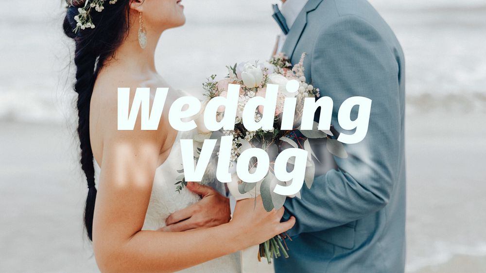 Wedding vlog blog banner template, editable text