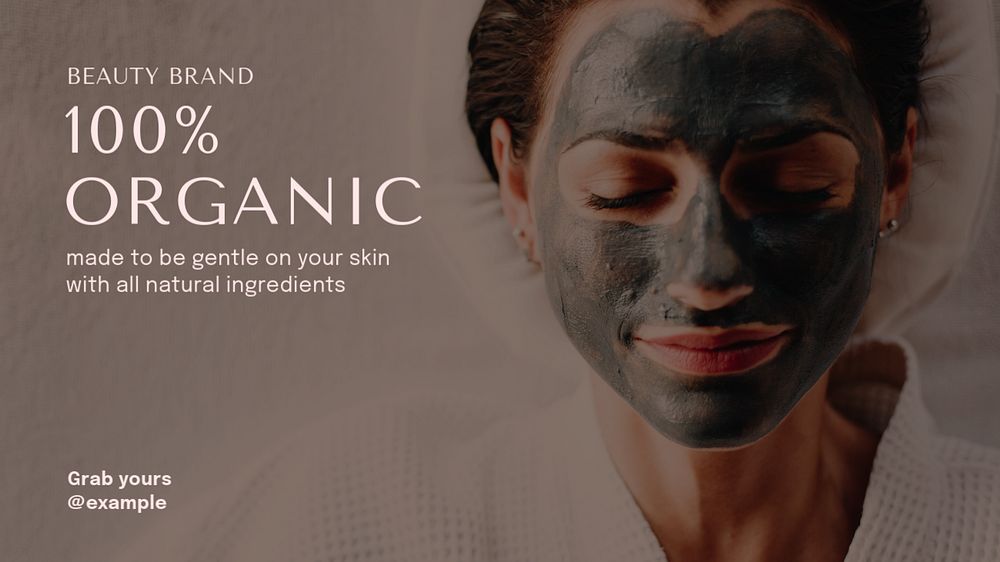 Organic beauty product blog banner template, editable text