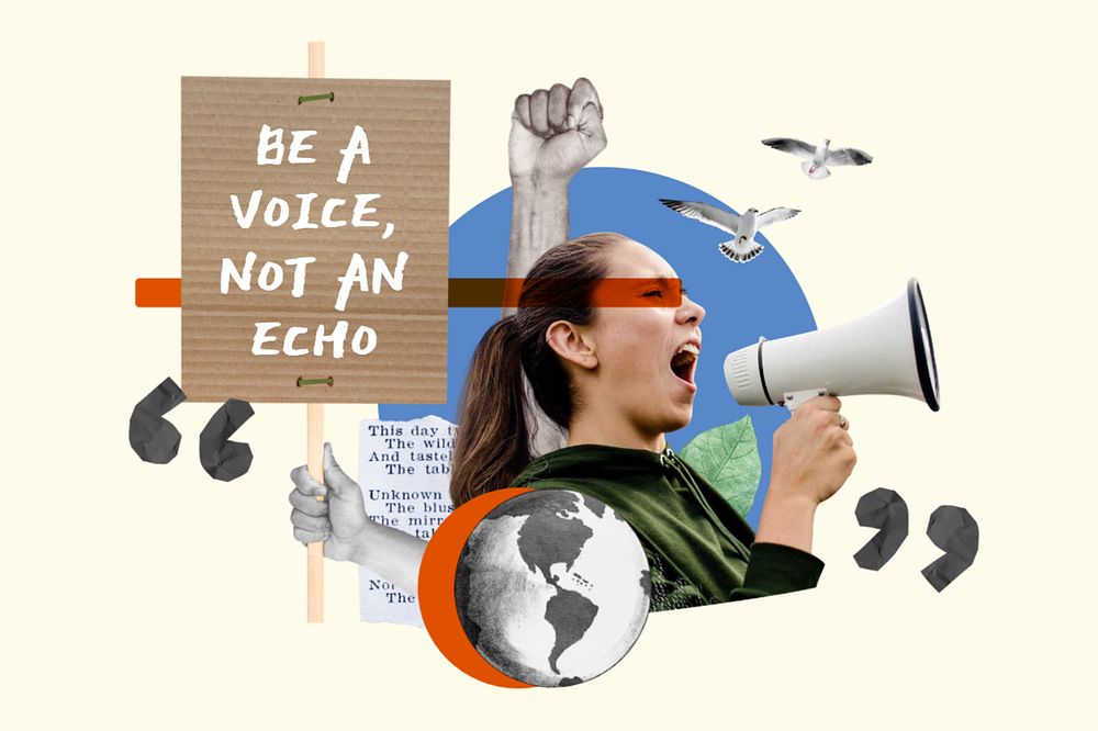 Be a voice protest, activism photo collage, editable design