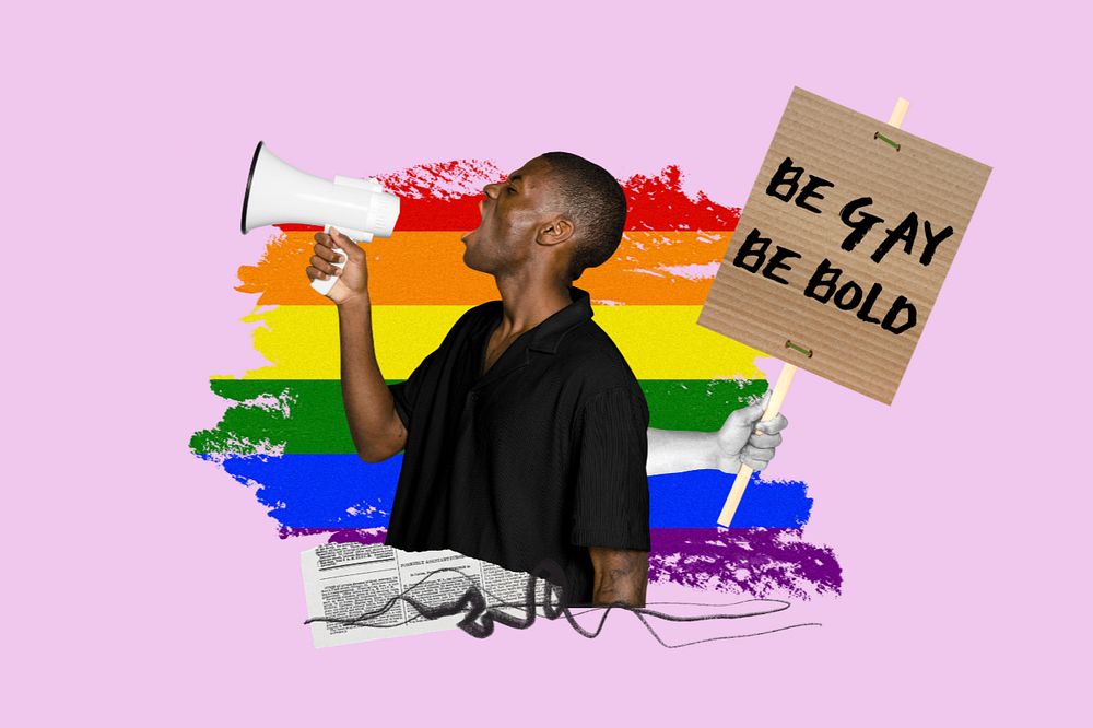 Be gay be bold, LGBT pride photo collage, editable design