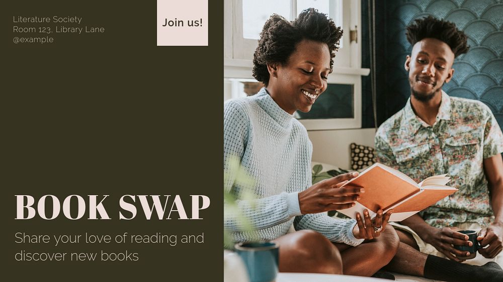 Book swap blog banner template, editable text