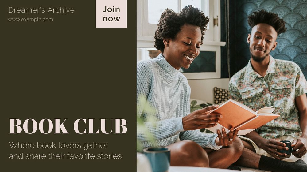 Book club blog banner template, editable text