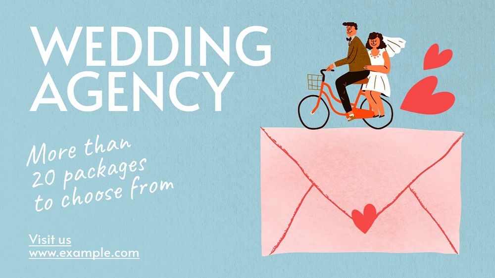 Wedding agency blog banner template, editable text