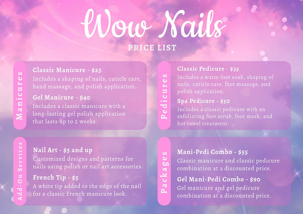 Nail salon template, editable design