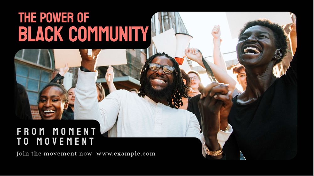 Black community movement blog banner template, editable text