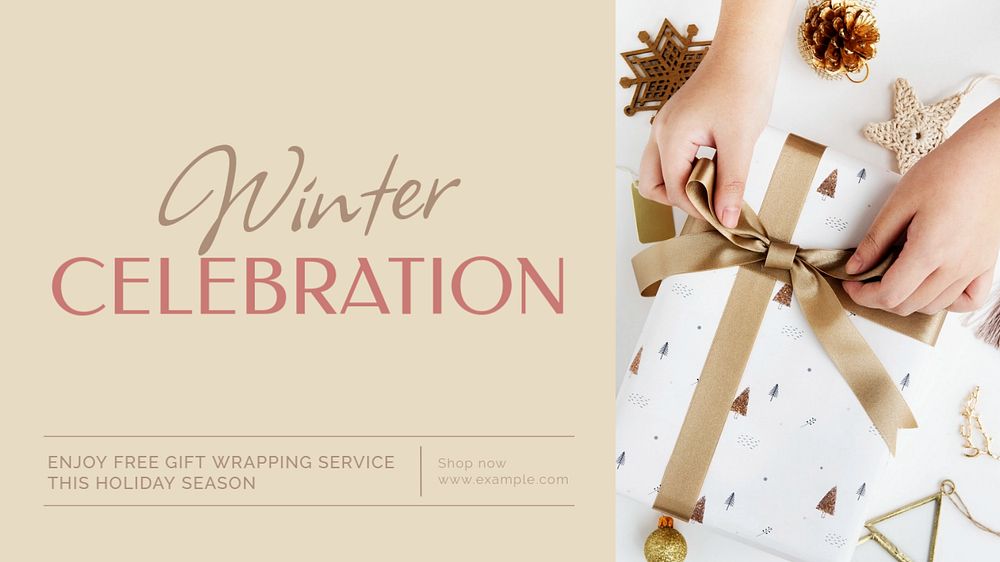 Winter celebration blog banner template, editable text