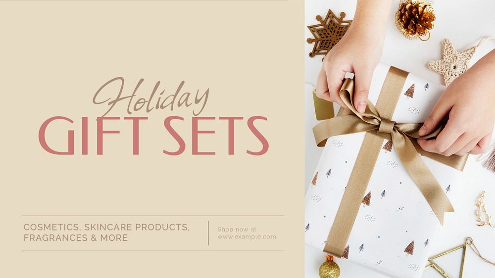 Holiday gift blog banner template, editable text