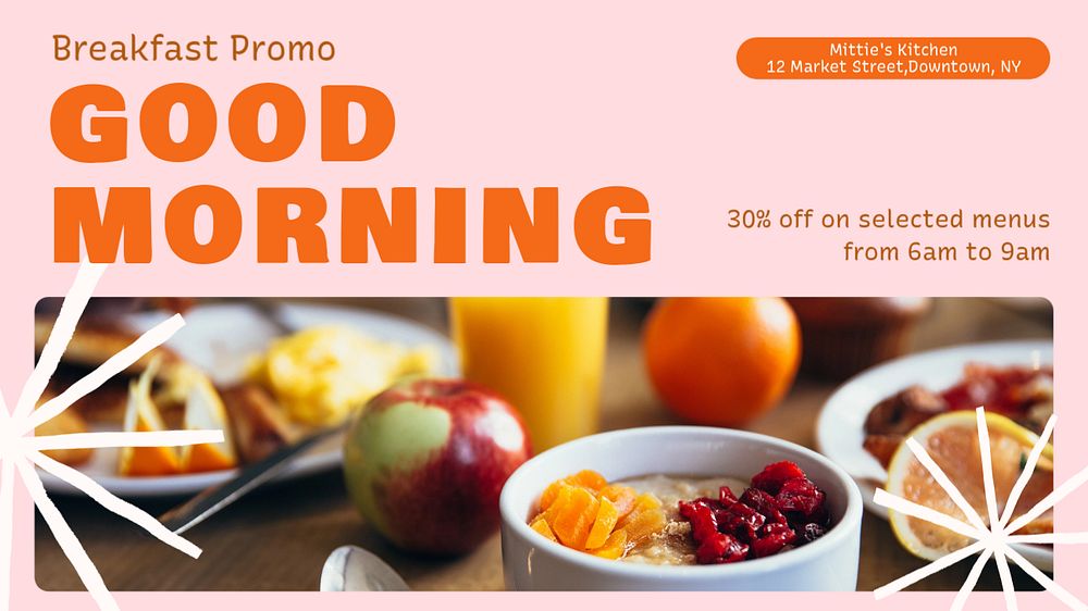 Good morning, breakfast  blog banner template, editable text