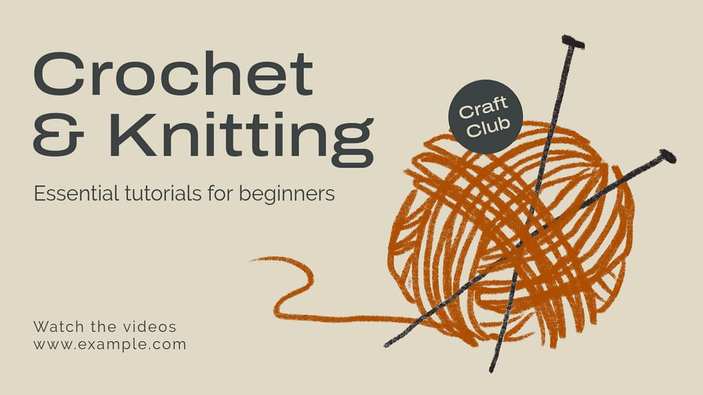 Crochet & knitting blog banner template, editable text