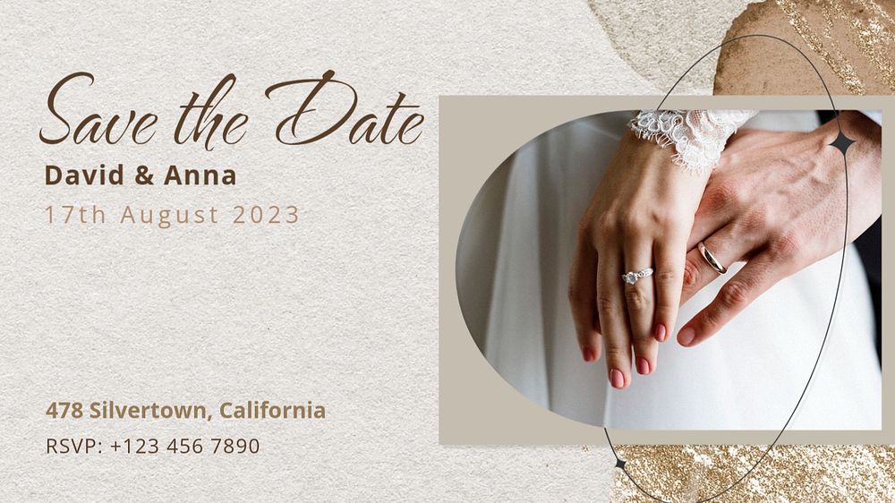 Wedding invitation blog banner template, editable text