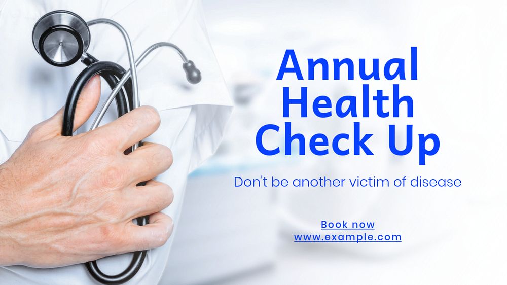 Health check up blog banner template, editable text