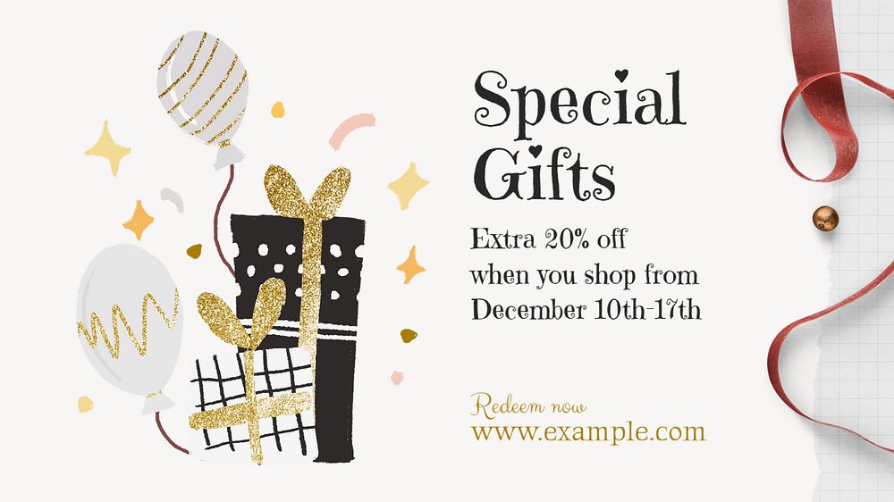 Special gifts blog banner template, editable text