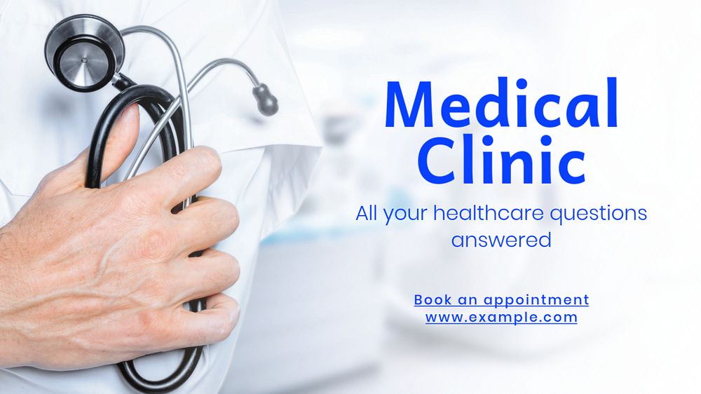 Medical clinic blog banner template, editable text